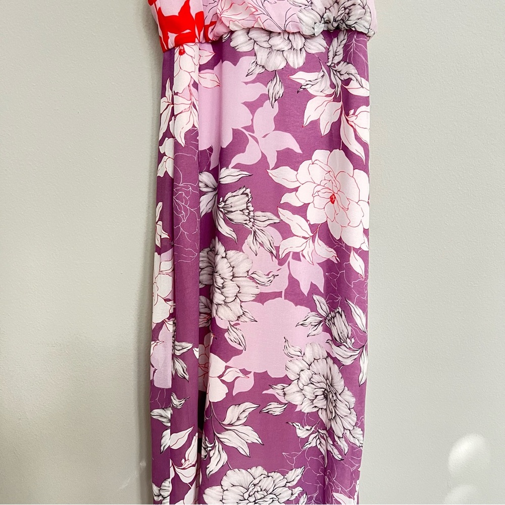 Belle Badgley Mischka Floral Halter Tie Neck Rhisa Midi Dress Lilac - Picture 7 of 13